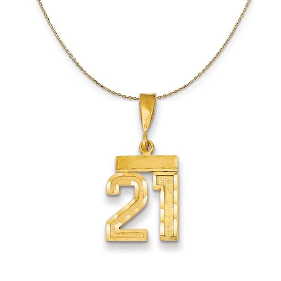 14k Yellow Gold, Varsity, Sm D/C Necklace Number 21 - 24 Inch - Picture 1 of 7